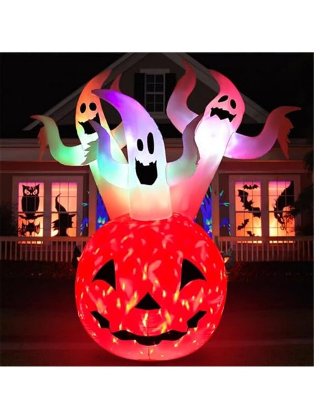 Halloween Inflatables Pumpkin Ghost Outdoor Decorations 6ft Giant Blow Up Three